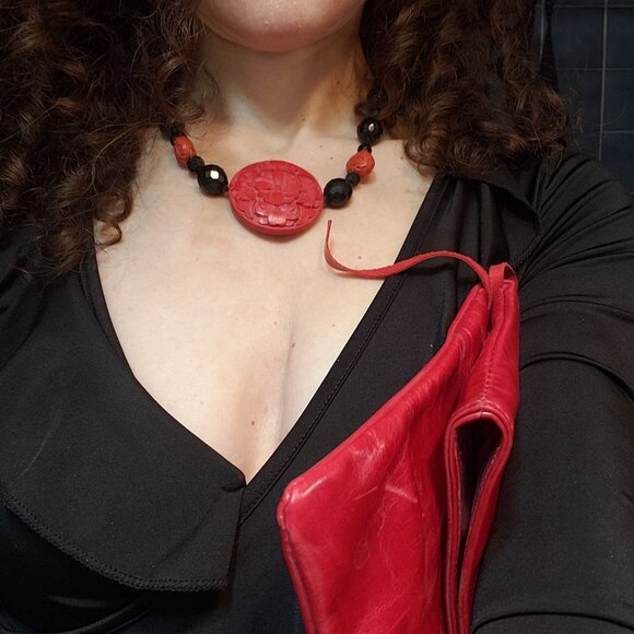 Allison Burns Red Leather Clutch Purse. Never Used! - Picture 2 of 8